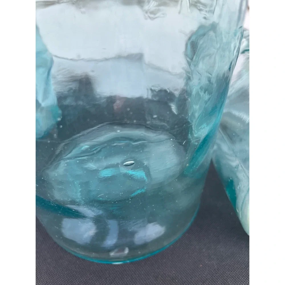 Atlas E-Z Seal Vintage Aqua Blue Glass Mason Jars Wire Bail Set of 3